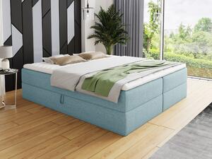 Letto boxspring Base con 2 cassetti - Letto matrimoniale con materasso Bonell e topper, letto imbottito, letto indipendente (blu (Vidar 83), 180 x 200 cm)