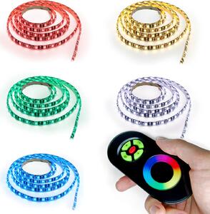 Set completo di striscia LED RGB multicolore da 1 m, 60 LED al metro, extra luminosa, con telecomando touch, colore nero