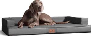 Tierlando® Divano ortopedico per cani GIBSON VISCO in Pelle finta forma cubica - dimensioni: 80x60cm | colore: 06 grigio