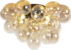 QAZQA - Lampada da soffitto di design I Lampada da soffitto I Lampada I Lampada nera con vetro marrone 6 lampadine - Uvas I Soggiorno I Camera da letto - Sfera I Sferica - Adatta a LED G9