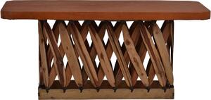 MiaMöbel Tavolino da salotto Equipales - Tavolino da divano in legno massello (cedro) e pelle di maiale - LxPxA: 54x120x60 cm