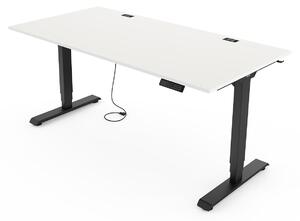 Yaasa Desk Essential Scrivania regolabile in altezza elettricamente 120 x 80 cm, bianco/nero – 4 impostazioni memorizzabili, indicatore di altezza, sensore antiurto e rete porta cavi