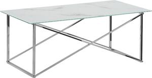 BELIANI Tavolino rettangolare effetto marmo Piano bianco Gambe argento Base in acciaio inox 100 x 50 cm Glam Minimalista