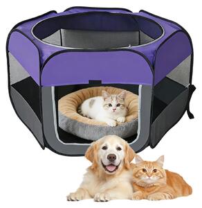 Gabbia pieghevole per cuccioli - 110 x 110 x 60 cm - Adatta per cani, gatti e piccoli animali - Colore: viola