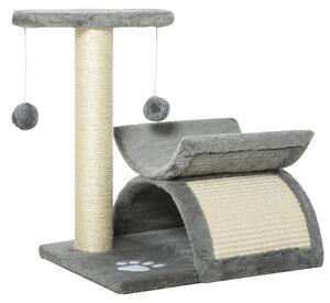 PawHut Tiragraffi per gatti con giochi e pallina, grigio