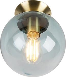 QAZQA - Plafoniera Art Déco I plafoniera I lampada I lampada in ottone con vetro blu - Pallon I soggiorno I camera da letto - sfera I sferica - LED adatto E27