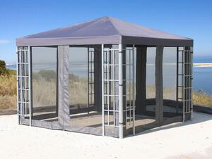 Set gazebo Rank 3x3 m in metallo per giardino, tenda da festa antracite con 4 pannelli laterali e zanzariera
