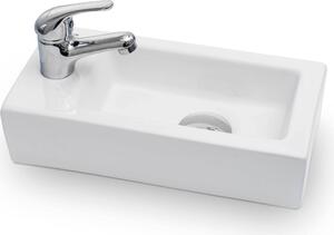 VILSTEIN lavabo a parete o da appoggio WC ospiti | mini lavabo piccolo | lavabo in Vetroceramica piccolo | 36,5x18x9 cm | foro per rubinetto a sinistra