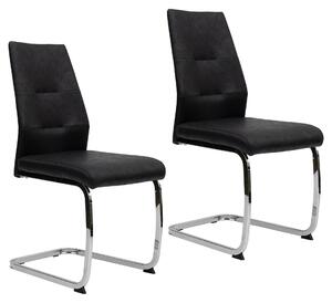 Sedie da pranzo moderne in pelle - sedie a sbalzo imbottite con robusta struttura in metallo - sedie girevoli di facile manutenzione con superficie traspirante, Quantità:2 pezzi;Colore:Nero con gambe cromate