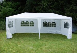 Gazebo VCM | dimensioni circa 3x6 m | telone PE idrorepellente 110g / m² | tenda per feste con pannelli laterali | tenda da giardino con struttura in acciaio | tenda per festival | bianco