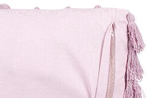 Set di 2 cuscini decorativi cotone rosa 45 x 45 cm con nappe accessori moderni per l'arredamento boho Beliani