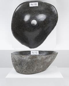 Lavabo in pietra naturale, forma rotonda, diametro 30-39 cm, colore grigio