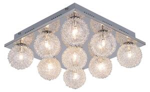 Lampada a soffitto argentata, design a sfera, lunghezza 37 cm