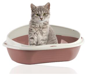Taglia tubi - Lettaia angolare | Lettaia per gatti di taglia grande | Lettaia con bordi alti | Lettaia angolare salvaspazio | Lettaia dal design moderno | Lettaia grande, colore: rosa