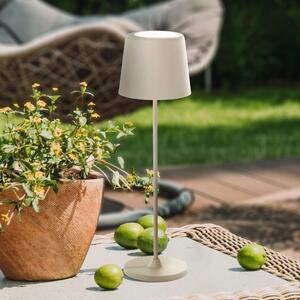 Lampada da tavolo portatile a LED per esterni, 37 cm, 310 lm, touch dimmer, USB, beige