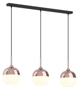 Lampada a sospensione Lindby Rangina, 100 cm, rame, 3 luci, vetro
