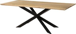 MASSIVMOEBEL24 | Tavolo da pranzo in legno di mango e resina epossidica nera 220x100x76 laccato natur / gambe incrociate antracite matt EPOXY