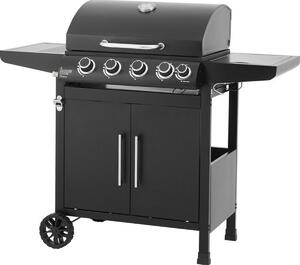 COOKINGBOX PAARL 4SB: Griglia a gas con 4 bruciatori principali + bruciatore laterale, termometro integrato nel coperchio, dimensioni 60 x 42 cm, griglia in acciaio smaltato