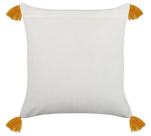 Cuscino decorativo giallo e bianco 45 x 45 cm stampa a mano rivestimenti sfoderabili cerniera motivo floreale Beliani