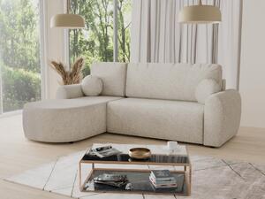 Divano ad angolo Jazz con funzione letto e contenitore - Tessuto bouclé - Divano a L, divano imbottito, divano letto, set divano, divano letto (Beige (Coral 65), divano ad angolo con apertura a sinistra)