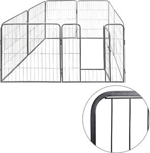Recinto per cuccioli XL, 8 elementi, dimensioni per elemento: 80x80 cm, acciaio verniciato a polvere, recinto per cuccioli, gabbia per cani, conigli, porcellini d'India, gatti, facile da pulire – Petigi