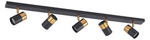 Faretto da soffitto Arco Evaro, nero/oro, 5 luci, GU10