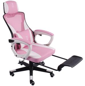 Sedia da gaming dal design moderno in stile racing con poggiapiedi ribaltabile - Sedia da gaming con braccioli regolabili - Sedia da scrivania ergonomica da gaming con cuscino di sostegno aggiuntivo, Colore: Nero/Rosa