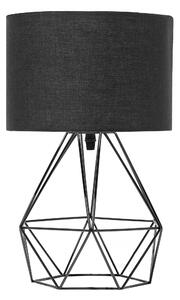 BELIANI Lampada da tavolo in metallo nero 35 cm paralume in tessuto base diamante cavo con interruttore Design moderno
