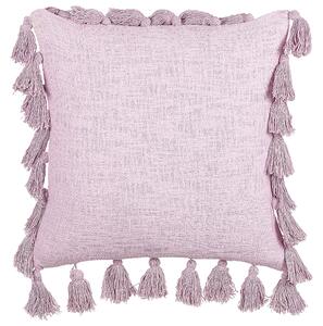 Set di 2 cuscini decorativi cotone rosa 45 x 45 cm con nappe accessori moderni per l'arredamento boho Beliani