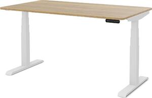 ASSMANN Scrivania elettrica regolabile in altezza Pitino Curved in rovere naturale bianco, 120x70 cm, funzione memoria, protezione anticollisione