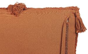 Cuscino decorativo cotone arancione 45 x 45 cm motivo geometrico nappe rivestimento sfoderabile con imbottitura boho Beliani