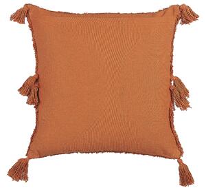 Set di 2 cuscini decorativi cotone arancione 45 x 45 cm motivo geometrico nappe rivestimento sfoderabile con imbottitura boho Beliani
