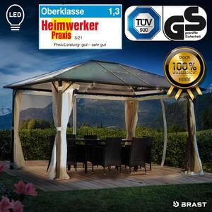 Gazebo in alluminio PREMIUM 3x4 m beige con LED inclusi