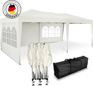 Gazebo pieghevole Kronenburg 3x6 m - Impermeabile, protezione UV 50+, 3 pareti laterali, color champagne