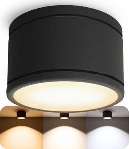 Apparecchio a soffitto SSC-LUXon CELI-WX per bagno, colore nero, completo di lampada LED GX53 da 6W, con tre temperature di colore regolabili (3CCT), grado di protezione IP44. Lampada da soffitto per bagno