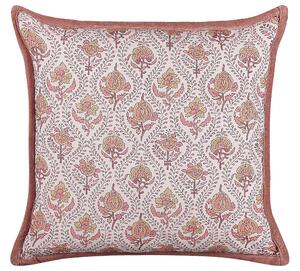 Set di 2 cuscini decorativi cotone motivo floreale 45 x 45 cm profilo decorativo rivestimento sfoderabile accessori decorativi Beliani