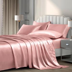Set di lenzuola in raso, 6 pezzi - Include lenzuolo con angoli e 4 federe - Colore: champagne