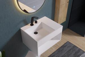 Lavabo da parete PB2158 in mineralguss - 60 x 46 x 35 cm - Bianco opaco - con ripiano