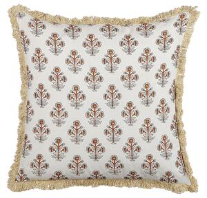 Set di 2 cuscini decorativi cotone motivo floreale 45 x 45 cm nappe decorative rivestimento sfoderabile accessori decorativi Beliani