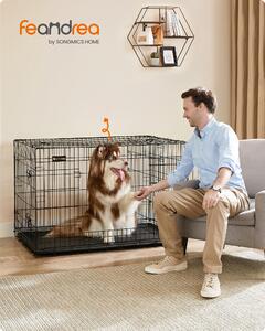 Cassa per cani FEANDREA con 2 porte 122 x 74,5 x 80,5 cm gabbia per cani pieghevole
