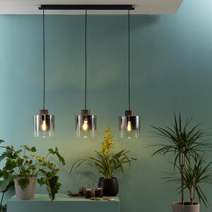 Lampada a sospensione, altezza 122 cm, E27, max. 60 W, metallo/vetro, caffè/vetro fumé