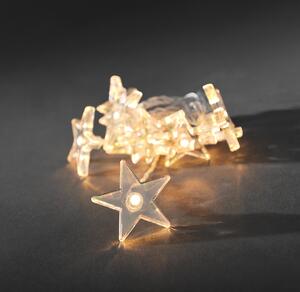 Konstsmide - Catena luminosa decorativa a LED, stelle trasparenti, 10 diodi bianco caldo, a batteria, per interni, 3 x AA 1,5V (escl.); 1405-103