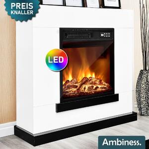 Caminetto elettrico Ambiness Flair | 2 impostazioni di calore | 900W e 1800W | LED - effetto fiamma 3D con cambio di colore | timer e termostato con telecomando inclusi | protezione da surriscaldamento