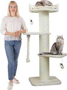 HAPPYPET Premium Albero da Graffio Gatti Grandi Stabile 'Freddy' - 150 cm Grande albero per gatti, albero da arrampicata per Maine Coon, pali spessi 20 cm - crema