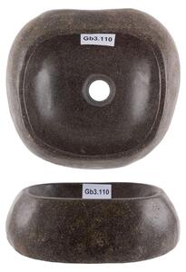 Lavabo da appoggio in pietra naturale, forma ovale, grigio, 40 cm