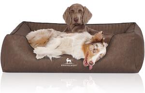 Letto ortopedico per cani Chesapeake in Pelle finta marmorizzata trapuntata al laser, XL, marrone