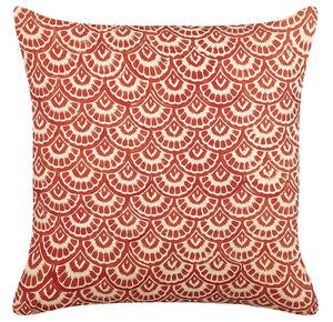 Cuscino decorativo rosso panna cotone motivo geometrico 45 x 45 cm complementi d'arredo dal design retrò Beliani