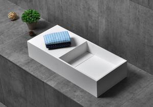 Lavabo da appoggio TWG08 in mineralguss - 75 x 32,5 x 15 cm - Bianco opaco