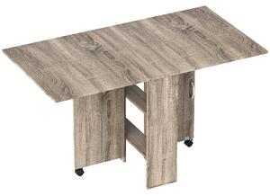 HOMCOM Tavolo a Ribalta con 2 Ripiani Inferiori per 6 Persone Max, in Legno 140x75x74 cm, Grigio | Aosom Italy