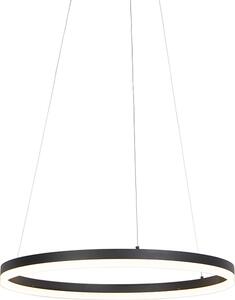 Lampada a sospensione di design nera 60 cm con LED e dimmer a 3 livelli - Anello
